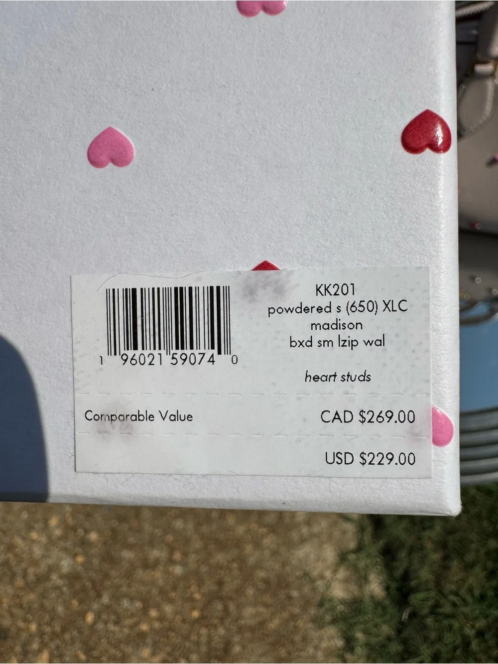 kate spade Madison pale pink satchel & wallet with red and light pink hearts